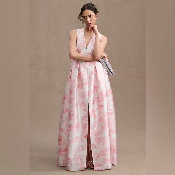 Sachin and Babi Floral Pink and White Sleeveless Watercolor Dress size 0 - Picture 4 of 5